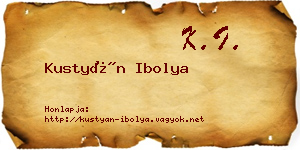 Kustyán Ibolya névjegykártya